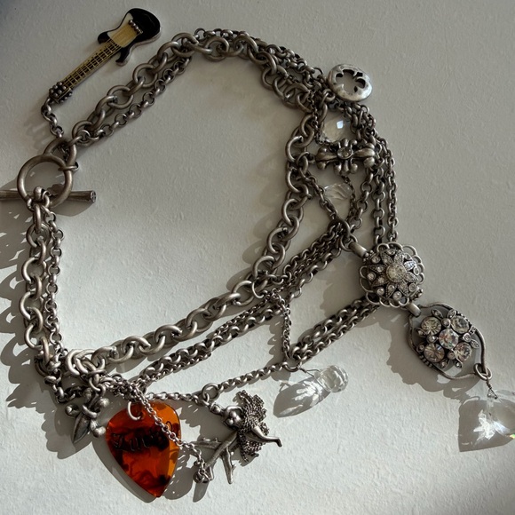 Lucky Brand Silver Rock N Roll Charm Necklace - Picture 2 of 7